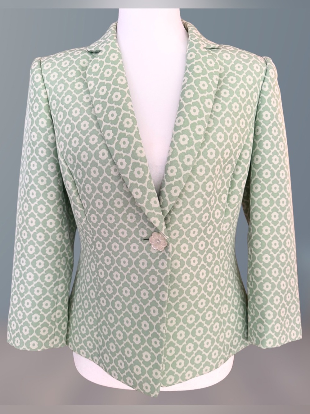Tahari Arthur S. Levine Mint Green Floral Blazer Jacket